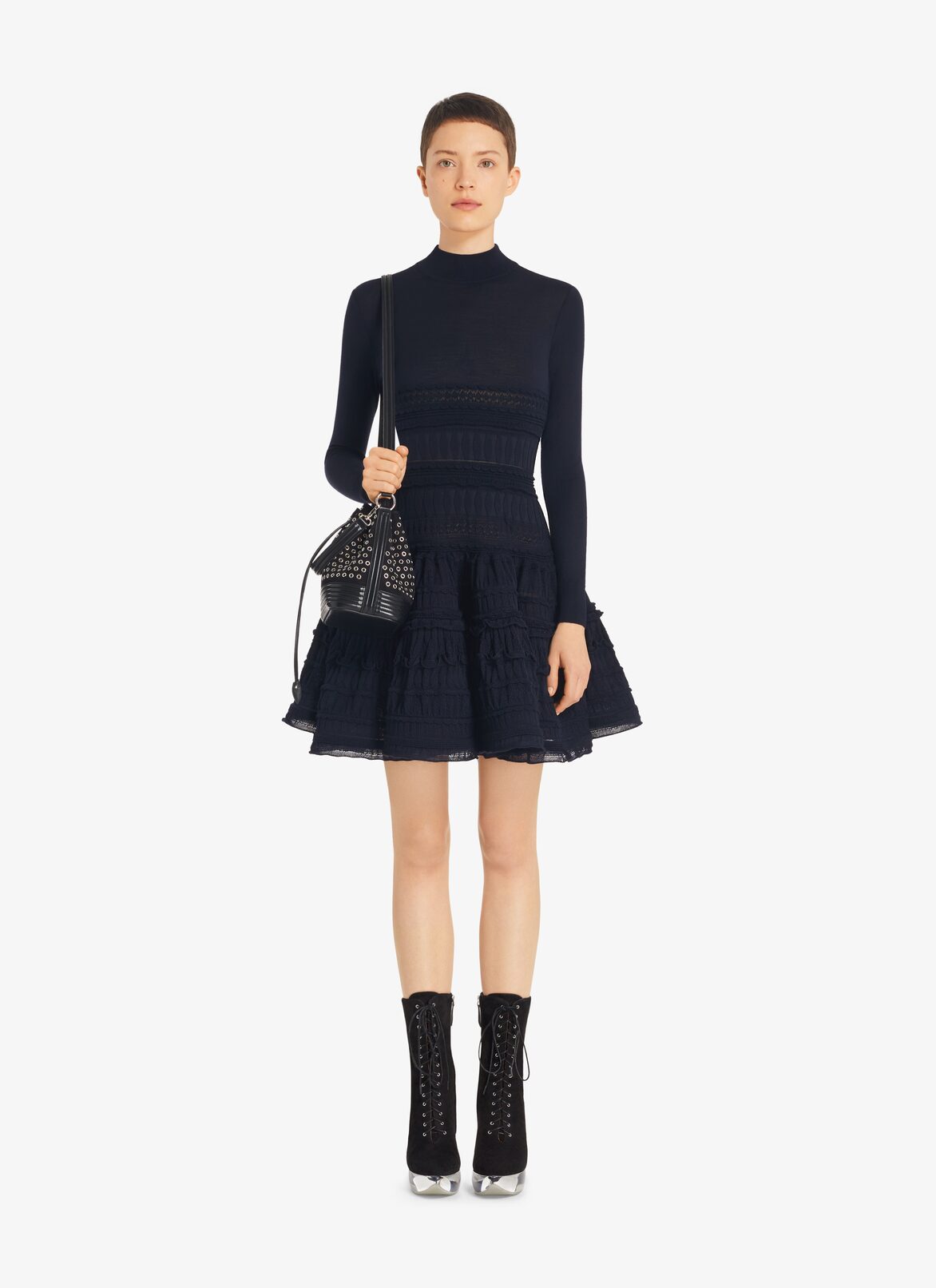 High-neck wool Crinoline dress ALAÏA MARINE HIGH-NECK WOOL CRINOLINE DRESS